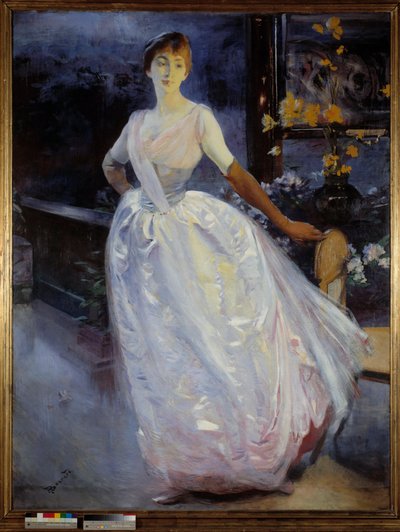 画家の妻、ロジェ・ジョルダン夫人の肖像。ポール・アルベール・ベズナール（1849-1934）の絵画 作： Paul Albert Besnard