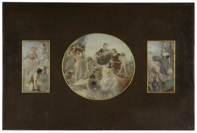 パリ市立美術館の食堂のスケッチ：ラ・シャス。ラ・ボンダンスラ・ペッシュ、1891-1892年（油彩・キャンバス（甲冑） 作： Paul Alexander Alfred Leroy