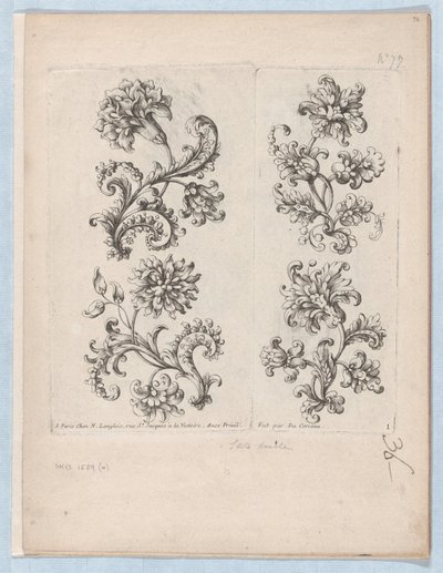 小さな花のモチーフのシリーズ、プレート 1、ca. 1670～85年頃。 1670-85。 作： Paul Androuet Du Cerceau