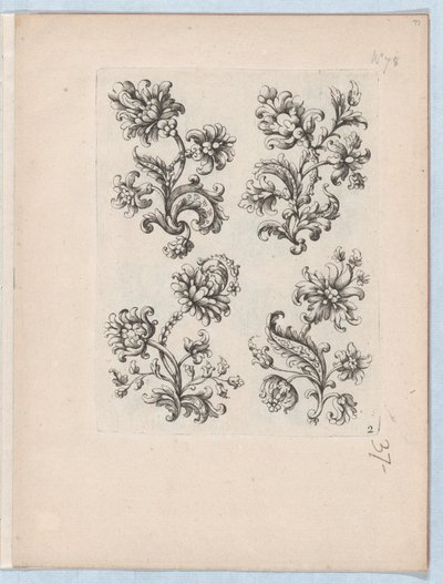 小さな花のモチーフのシリーズ、プレート 2、ca. 1670～85年頃。 1670-85。 作： Paul Androuet Du Cerceau
