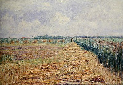 白く澄んだ雲のある夏空の下、フラットなオランダの風景 1890年頃（油彩・キャンバス） 作： Paul Baum