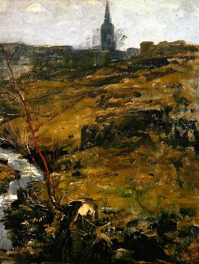 チューリンゲンの風景」（油彩・紙・ハードボード） 作： Paul Baum