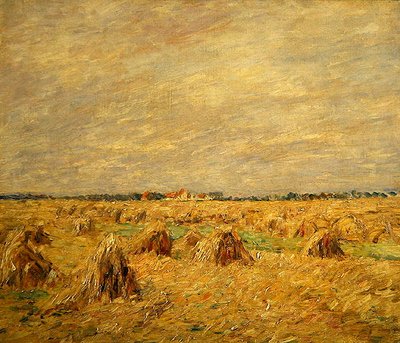 平坦な風景の中の収穫された畑（油彩・キャンバス） 作： Paul Baum