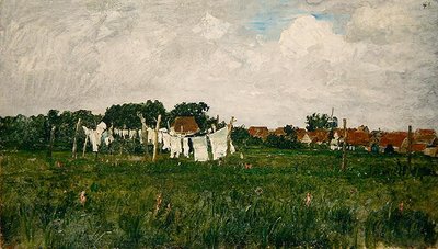 メクレンブルク州、ウォローに小さな町シュヴァンのある風景 作： Paul Baum