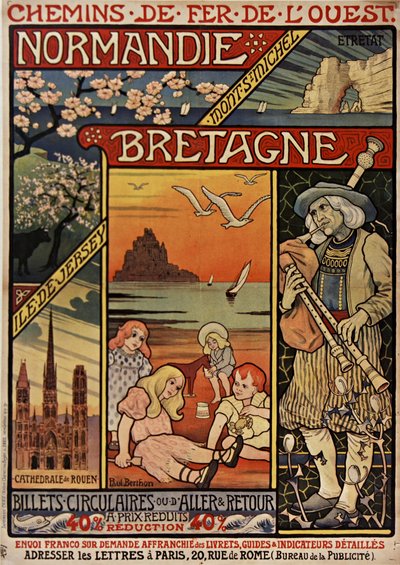 西日本のChemins de Fer。ノルマンディー、ブルターニュ、1900年 作： Paul Berthon