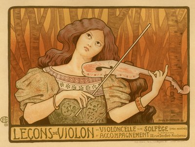 ヴァイオリンレッスンポスター、1898 作： Paul Berthon