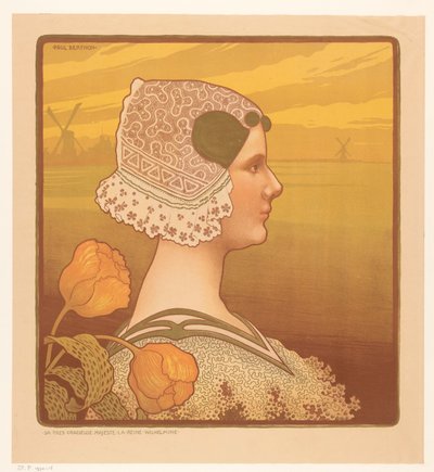 伝統的な衣装を着たウィルヘルミナ女王の肖像 Sa très gracieuse majeste la reine Wilhelmine (オブジェクトのタイトル) 作： Paul Berthon