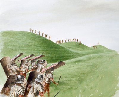 ケルトの部族と戦うローマの兵士、c1世紀、c1990-2010 作： Paul Birkbeck