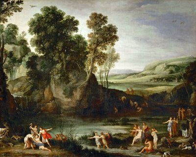フランス語  Diane découvrant la grossesse de Callisto カリストの妊娠を発見したダイアナのいる風景 作： ポール・ブリル