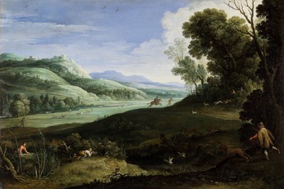 ハンターのいる風景、1619年。 作： Paul Bril