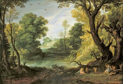 ニンフとサテュロスのいる風景》1623年 作： Paul Bril
