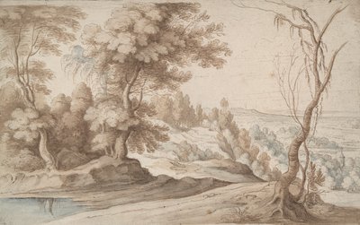 木々のある風景と谷の眺め 作： Paul Bril