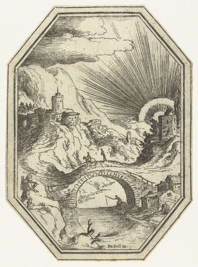 八角枠に石橋のある風景 八角の風景（連載タイトル） 作： Paul Bril