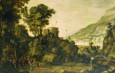 ウィリアムテルの生涯を描いた山岳地帯の川の風景、 作： Paul Bril