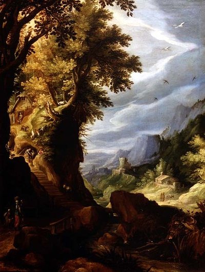 山岳地帯の森の風景 作： Paul Brill or Bril