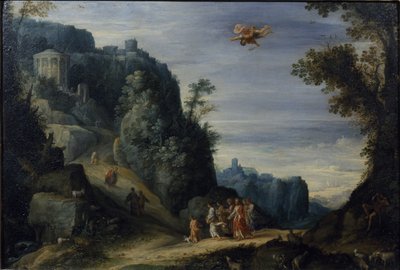 マーキュリーとヘルセ 1605年頃（銅板に油彩 作： Paul Brill or Bril