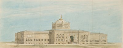 世界のコロンビア博覧会美術博物館、シカゴ、イリノイ州、パースペクティブ、c。 1890-1891。 作： Paul C. Lautrup