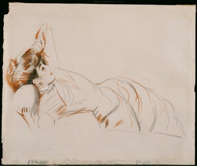 エレガントな女性のリクライニング 作： Paul Cesar Helleu