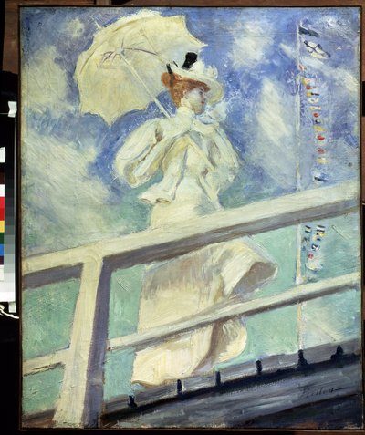 白い服を着た女性。 Paul Cesar Helleu (1859-1927) の絵画。 キャンバスに油彩 印象派。 サイズ：82×66cm。 プーシキン美術館、モスクワ 作： Paul Cesar Helleu