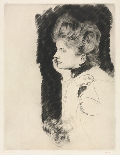 女性の頭。 作： Paul Cesar Helleu
