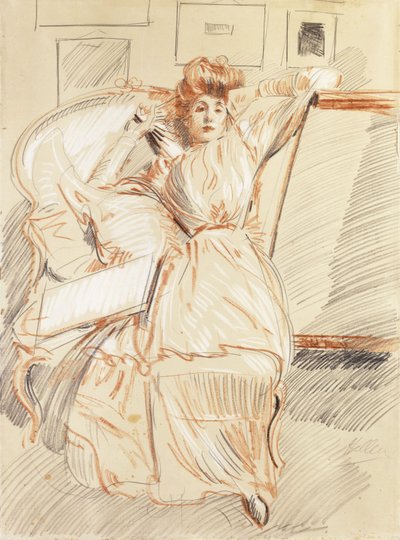 マダムヘリュー休憩、 作： Paul Cesar Helleu