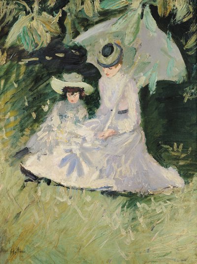 ボドラン城のマダムヘリューと娘 作： Paul Cesar Helleu