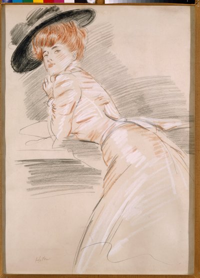 帽子をかぶったマダム・ヘリュー 作： Paul Cesar Helleu