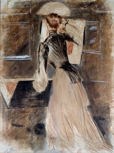 マドレーヌ・カルリエの胴体部分の肖像。ポール・ヘレウ（1859-1927）20世紀。バイヨンヌ、ボナール美術館 作： Paul Cesar Helleu