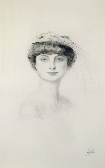アンナ・ド・ノアイユの肖像（1876-1933）（紙にドライポイント） 作： Paul Cesar Helleu