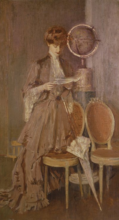 手紙を読んでいるMme Helleuの肖像 作： Paul Cesar Helleu