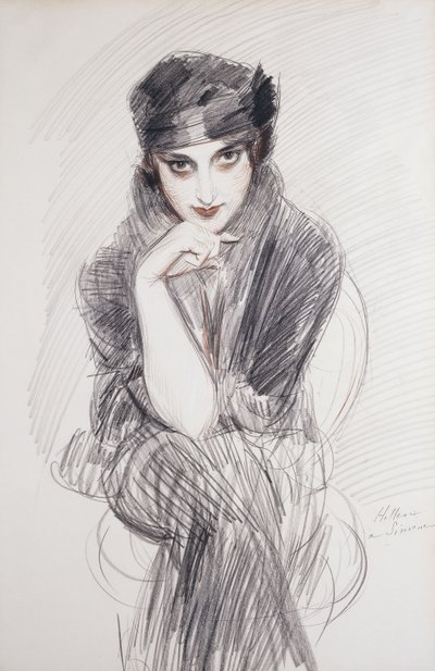 女性の肖像画、おそらくマダムヴァンクリーフ 作： Paul Cesar Helleu