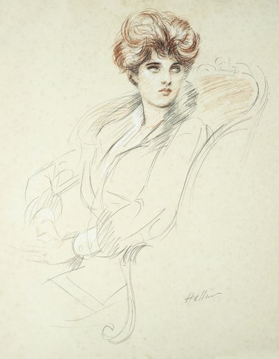 座っている女性の肖像 作： Paul Cesar Helleu