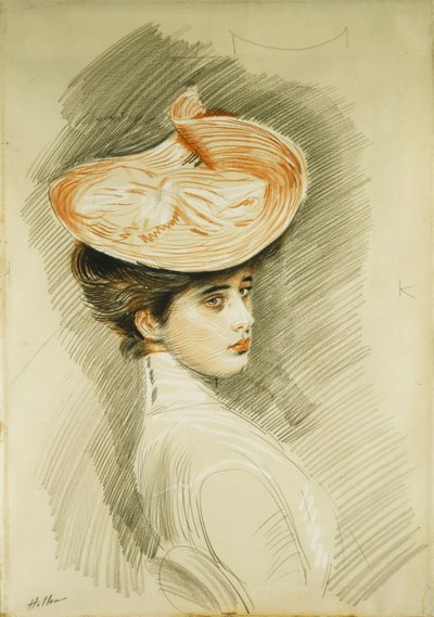 マダム・ヘリューと思われる女性の肖像 作： Paul Cesar Helleu