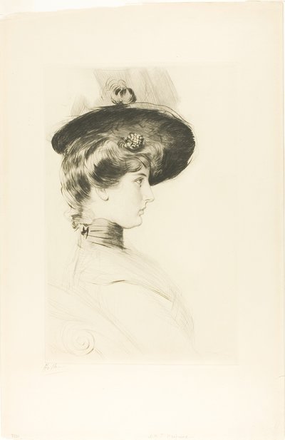 帽子をかぶった女性の肖像（マダム・レテリエ） 作： Paul Cesar Helleu