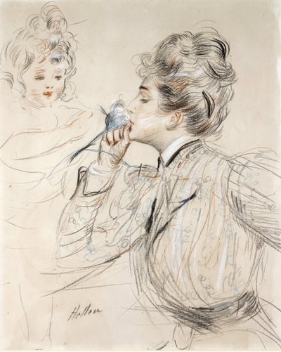 The Perfume（厚紙に木炭、パステル、サンギン 作： Paul Cesar Helleu