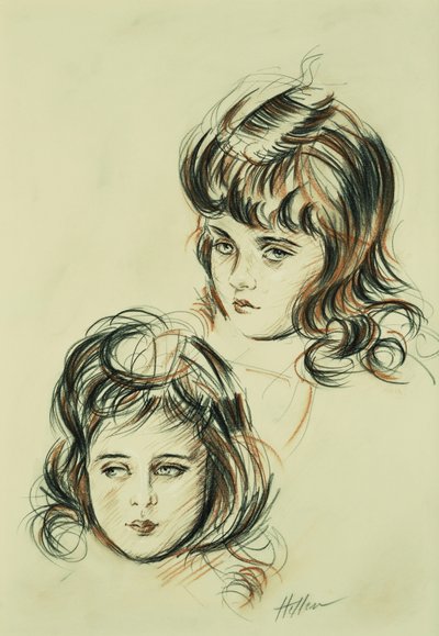 アーティストの娘エレンの二つの研究、 作： Paul Cesar Helleu