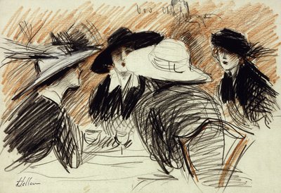 Vos Chapeux：1913年ニューヨークのリッツでの女性 作： Paul Cesar Helleu