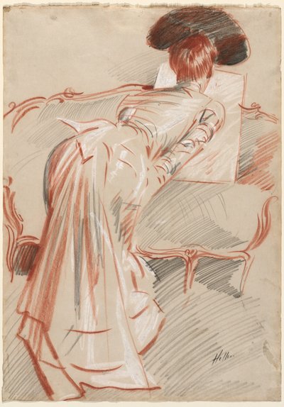 絵を見ている女性（おそらくマダム・アリス・ヘル） 作： Paul Cesar Helleu