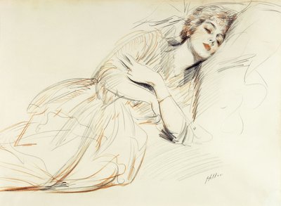 女性リクライニング;リクライニング女性、 作： Paul Cesar Helleu