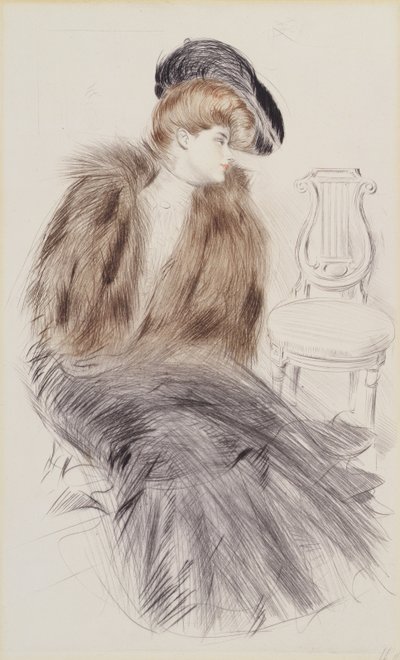 座る女、1895年頃（紙に乾点） 作： Paul Cesar Helleu
