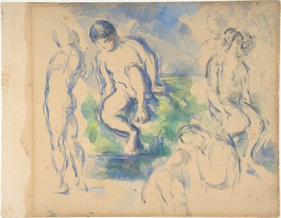 Badende (recto); Stillleben (verso) 作： ポール・セザンヌ