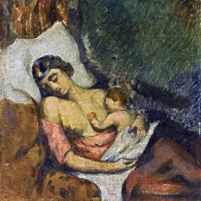 Hortense allaitant Paul - Woman breastfeeding her children par Cezanne, Paul (1839-1906), ca 1872 - 油彩・キャンバス, 23,2x23,2 - Private Collection 作： Paul Cézanne