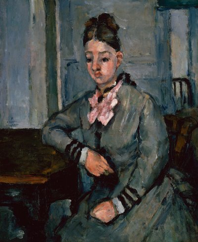 テーブルに寄りかかるセザンヌ夫人、1873年頃（キャンバスに油彩） 作： Paul Cézanne