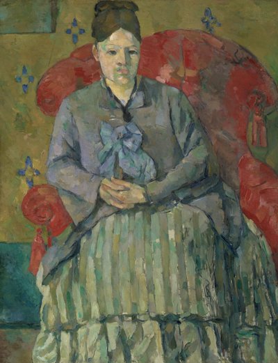 赤い肘掛け椅子のセザンヌ夫人 作： Paul Cézanne
