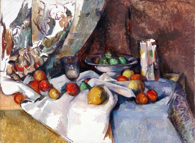 りんごのある静物。 ポール・セザンヌ (1839-1906) の絵画、キャンバスに油彩 作： Paul Cézanne