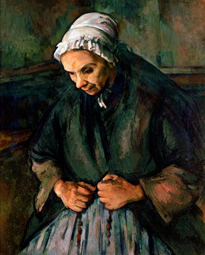 ロザリオを持つ老女 ポール・セザンヌ（1839-1906）の絵画 1896年 日。65x85 cm ロンドン、ナショナル・ギャラリー 作： Paul Cézanne