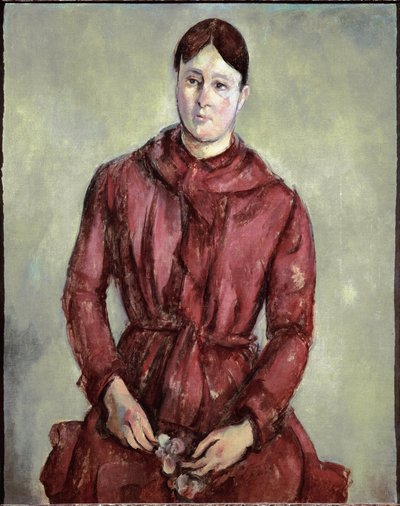 赤いドレスを着たセザンヌ夫人の肖像（油彩・キャンバス、1890年頃 作： Paul Cézanne