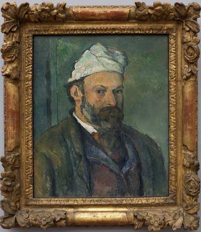 自画像。ポール・セザンヌ（1839-1906）の絵画、1880年頃のキャンバスに油彩で描かれています。フランス美術 作： Paul Cézanne