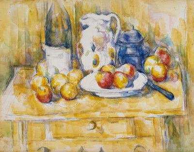 サイドボードにリンゴのある静物 作： Paul Cézanne
