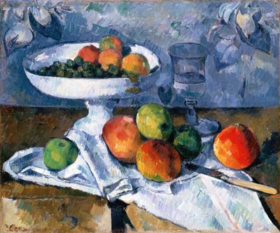 フルーツディッシュのある静物 作： Paul Cézanne